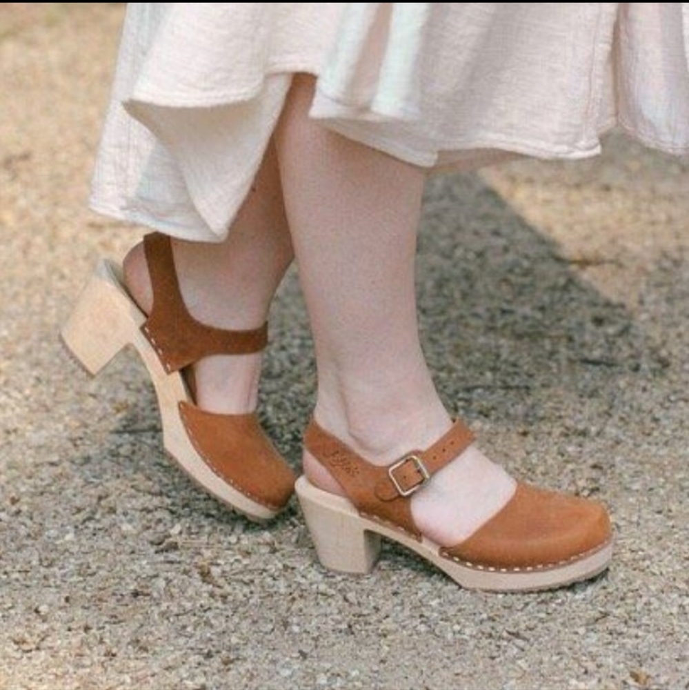 Lotta From Stockholm Highwood Brown Nubuck Leather Clog Sandals Sz 40